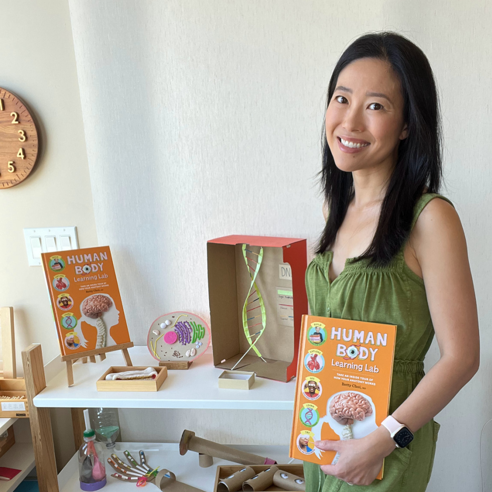 Pediatrician Dr. Betty Choi with Human Body Learning Lab book and anatomy activities